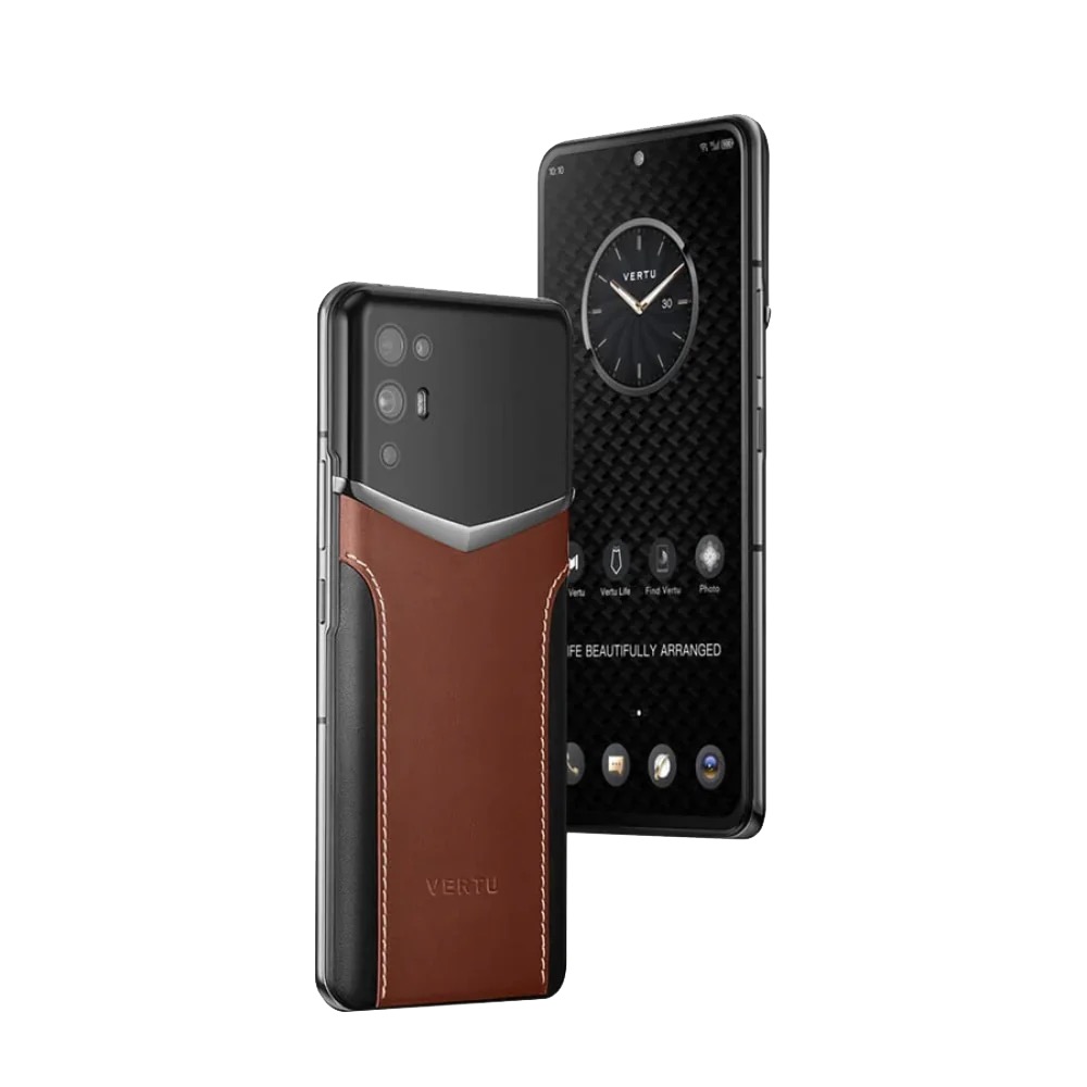 IVERTU CALFSKIN STITCHING PHONE - BROWN & BLACK