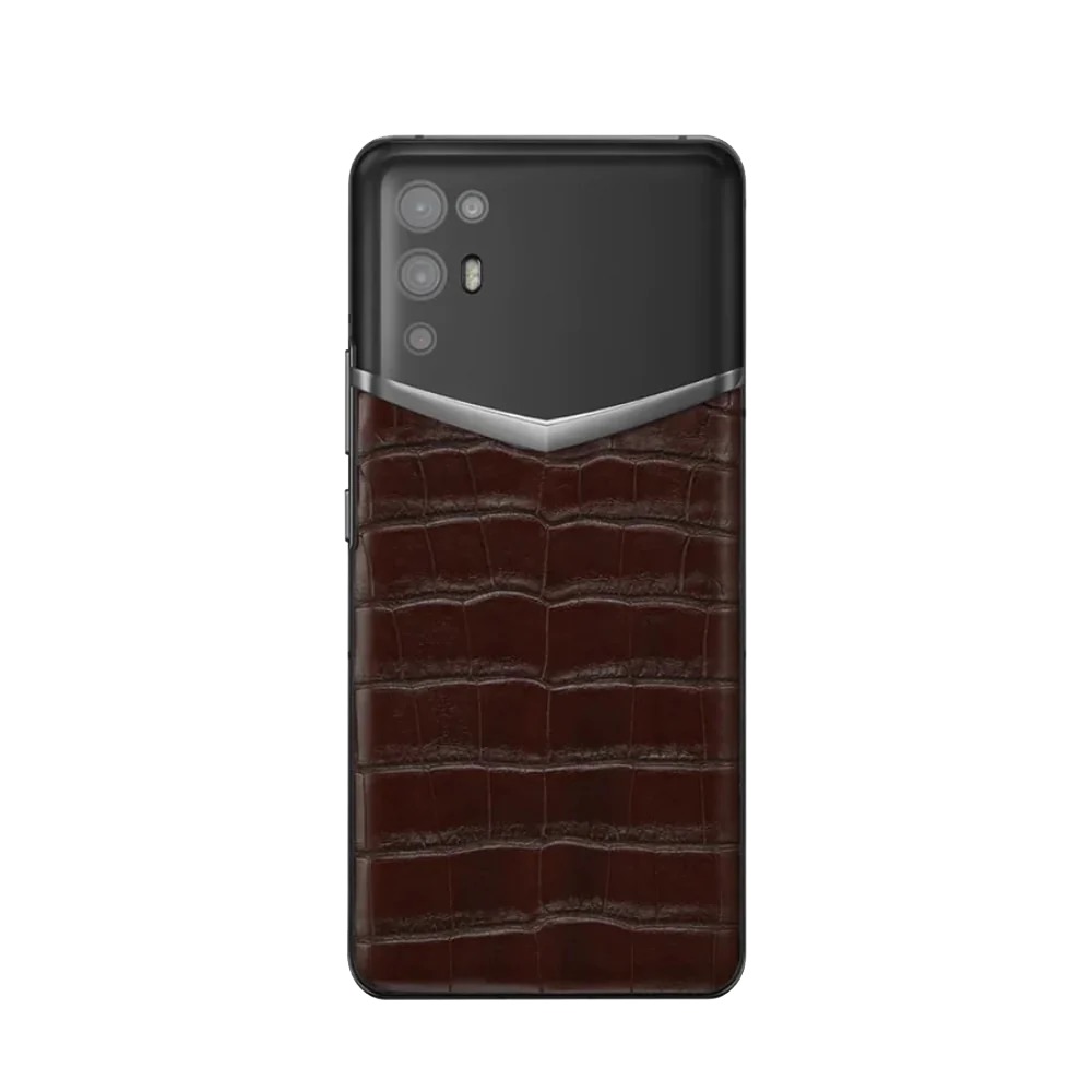 IVERTU ALLIGATOR SKIN 5G PHONE - AMBER BROWN