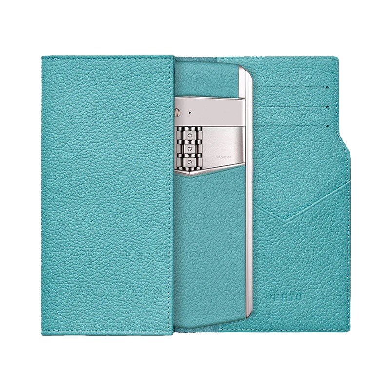 ASTER P CALF LEATHER PHONE BAG WALLET CASE - BLUE