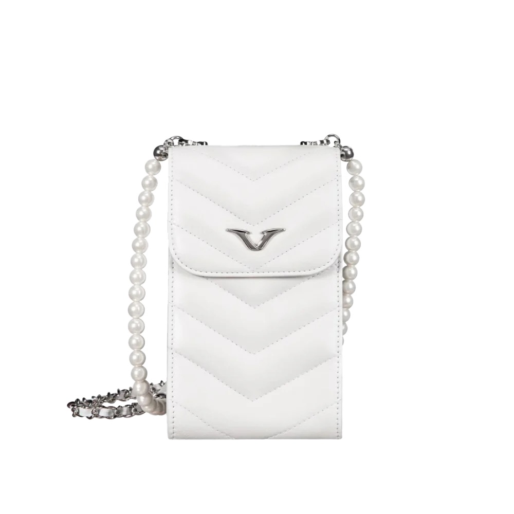 VERTU WHITE AND BLACK PEARL CHAIN BAG