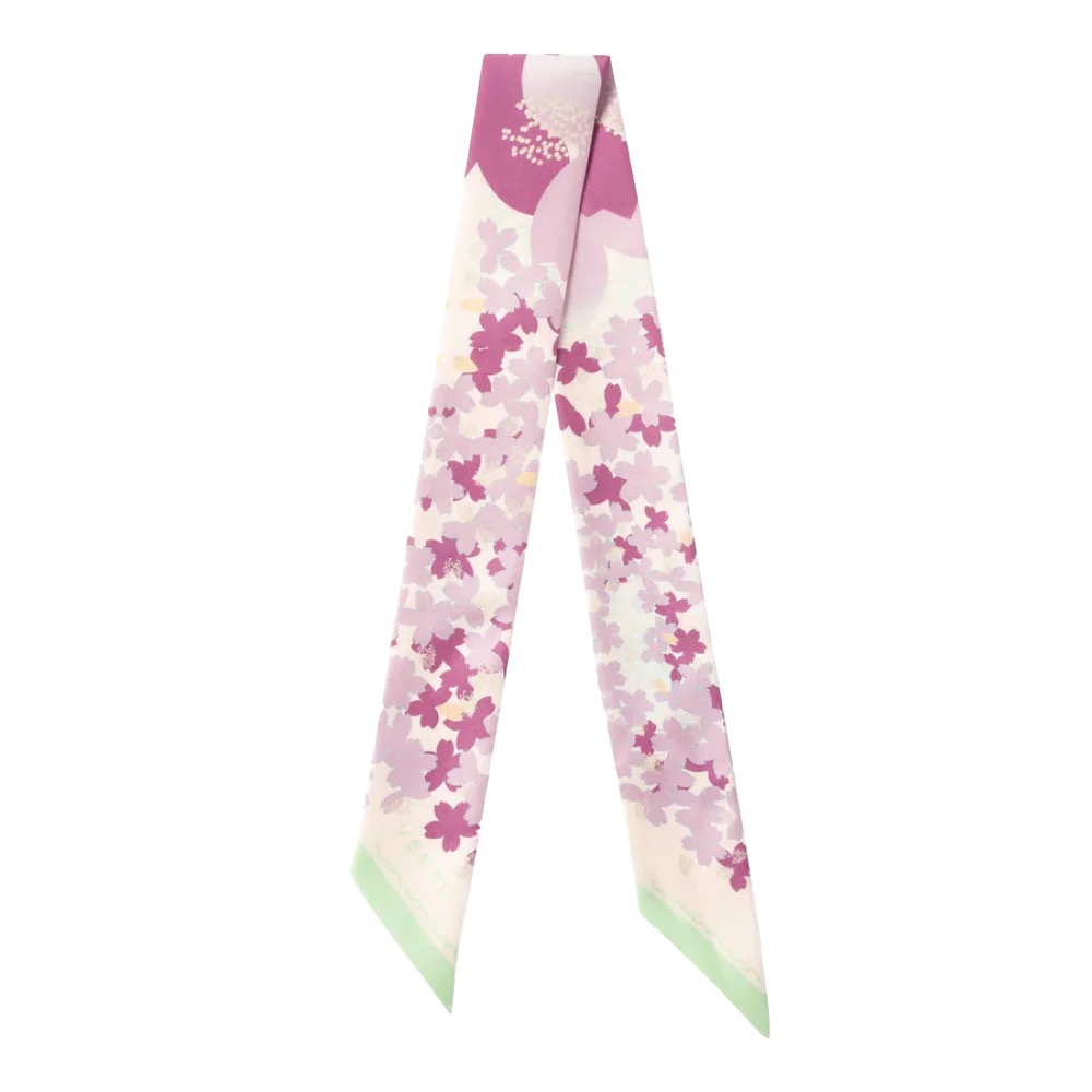 SEASON-DAIGO SIGNATURE FLORAL PRINT SILK SKINNY SCARF - CERISE